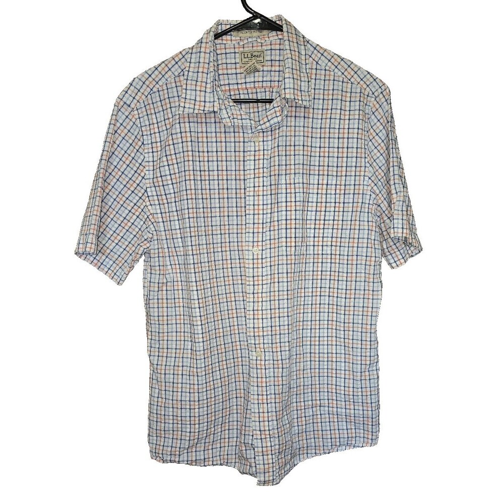 LL Bean Button Down Shirt Mens Size Large Slightly Fitted SS Pocket